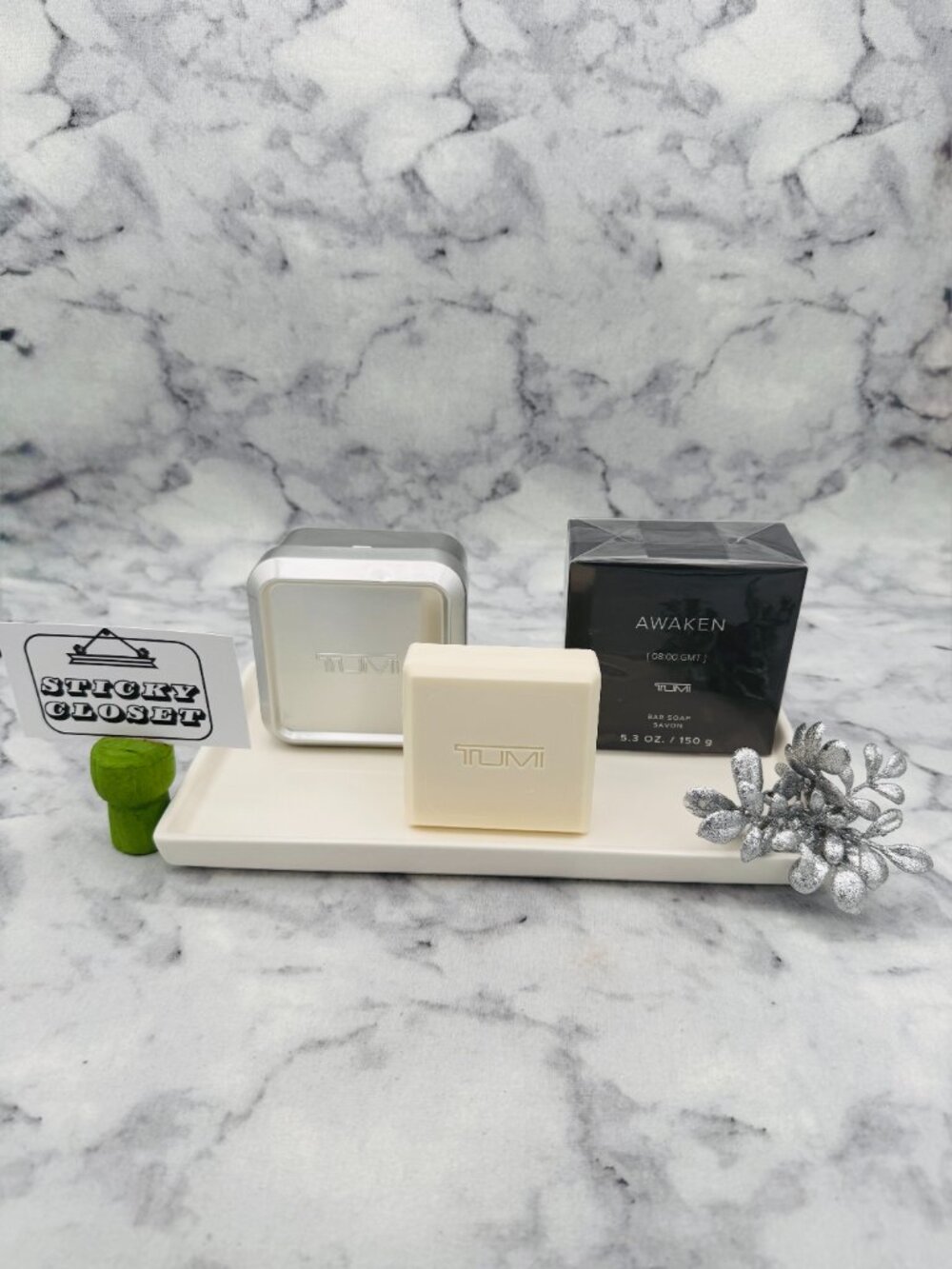 TUMI Skincare,Awaken 08:00 GMT Bar Soap in Aluminum Case-Full 150g,5.3oz-BOX-NEW